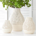Vase Ceramic Basket Weave White Assorted