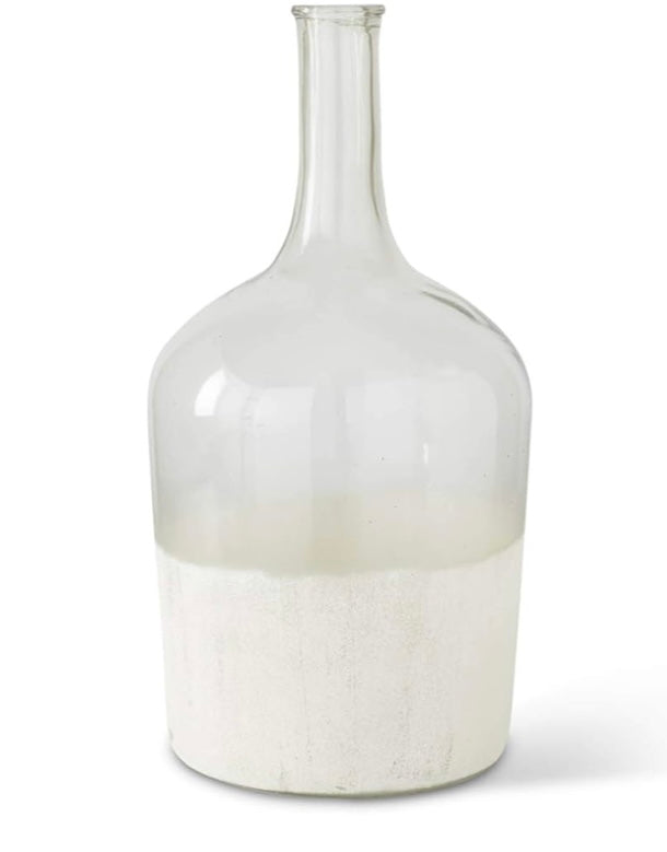 Vase Clear Glass Long Neck Frosted White Bottom