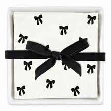 Ceramic Napkin Tray with Black Bows