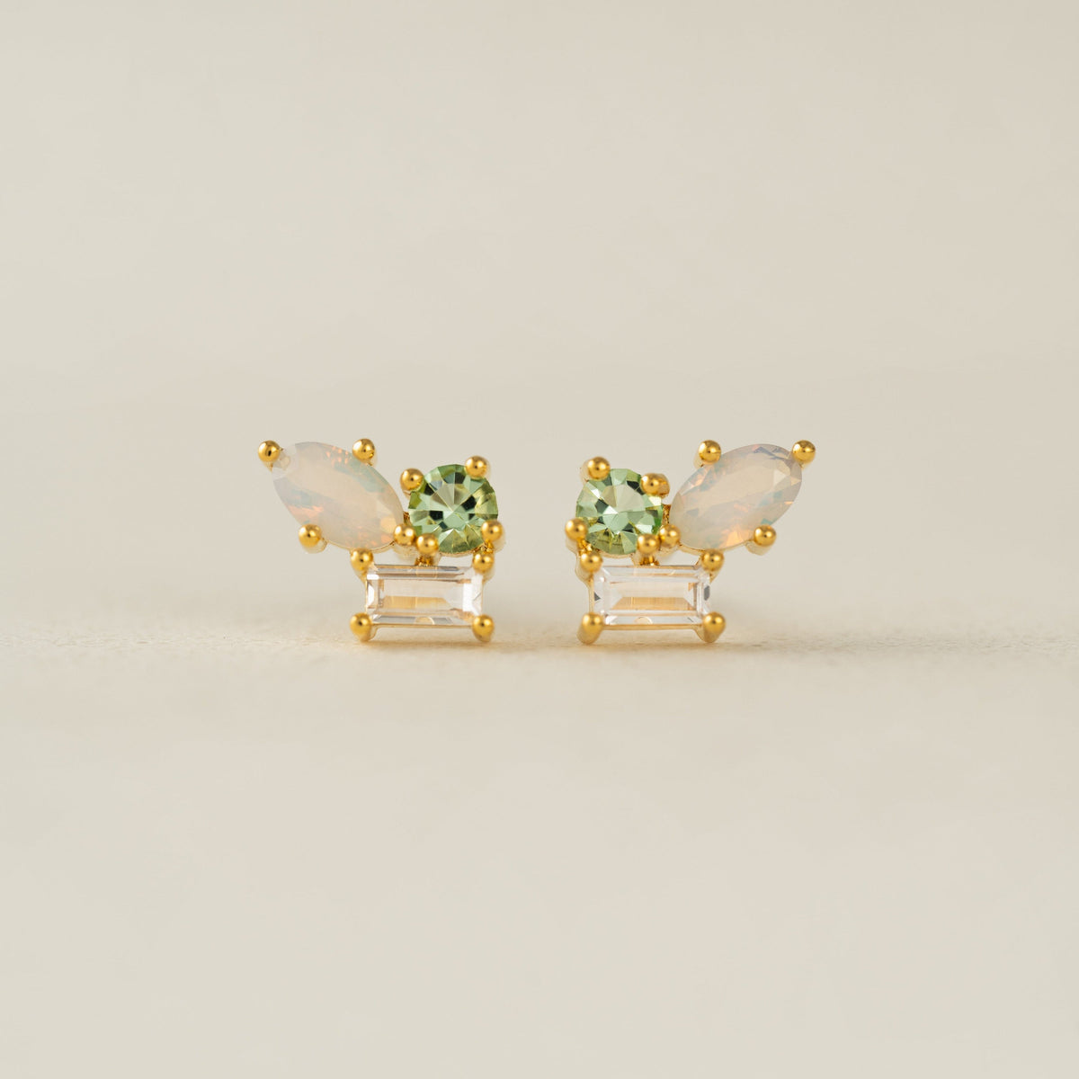 Lover's Tempo | Sonata Opal Mix Stud Gold Earrings