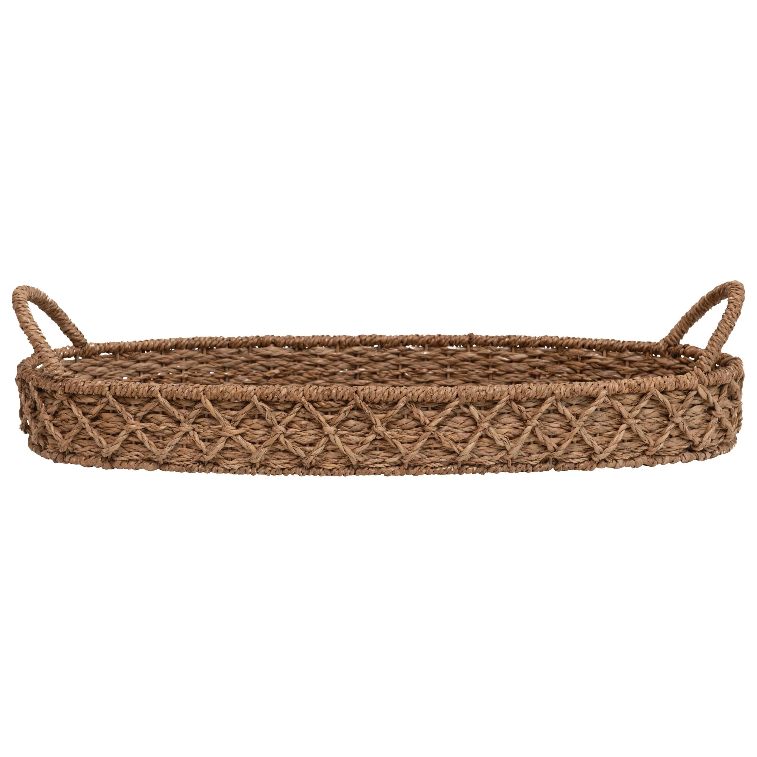 Oval Woven Seagrass Tray with Handles
