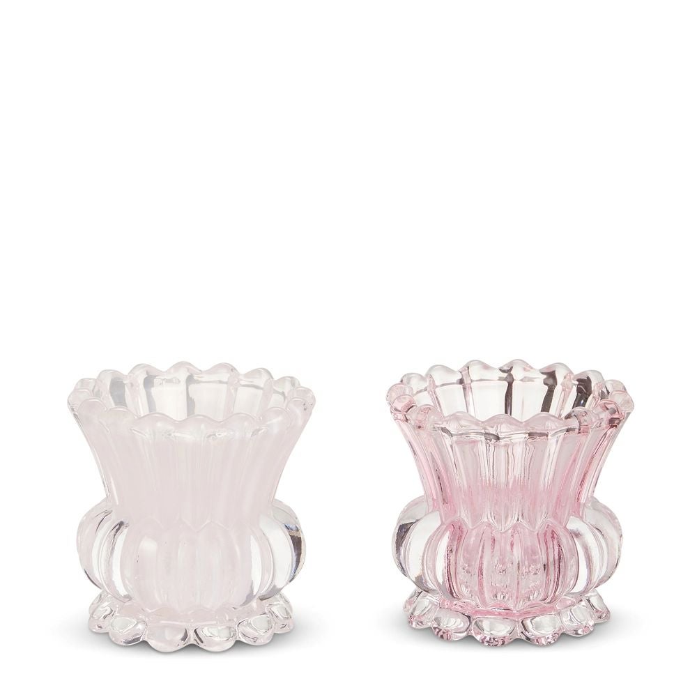 Glass Votive Ruffle Pink
