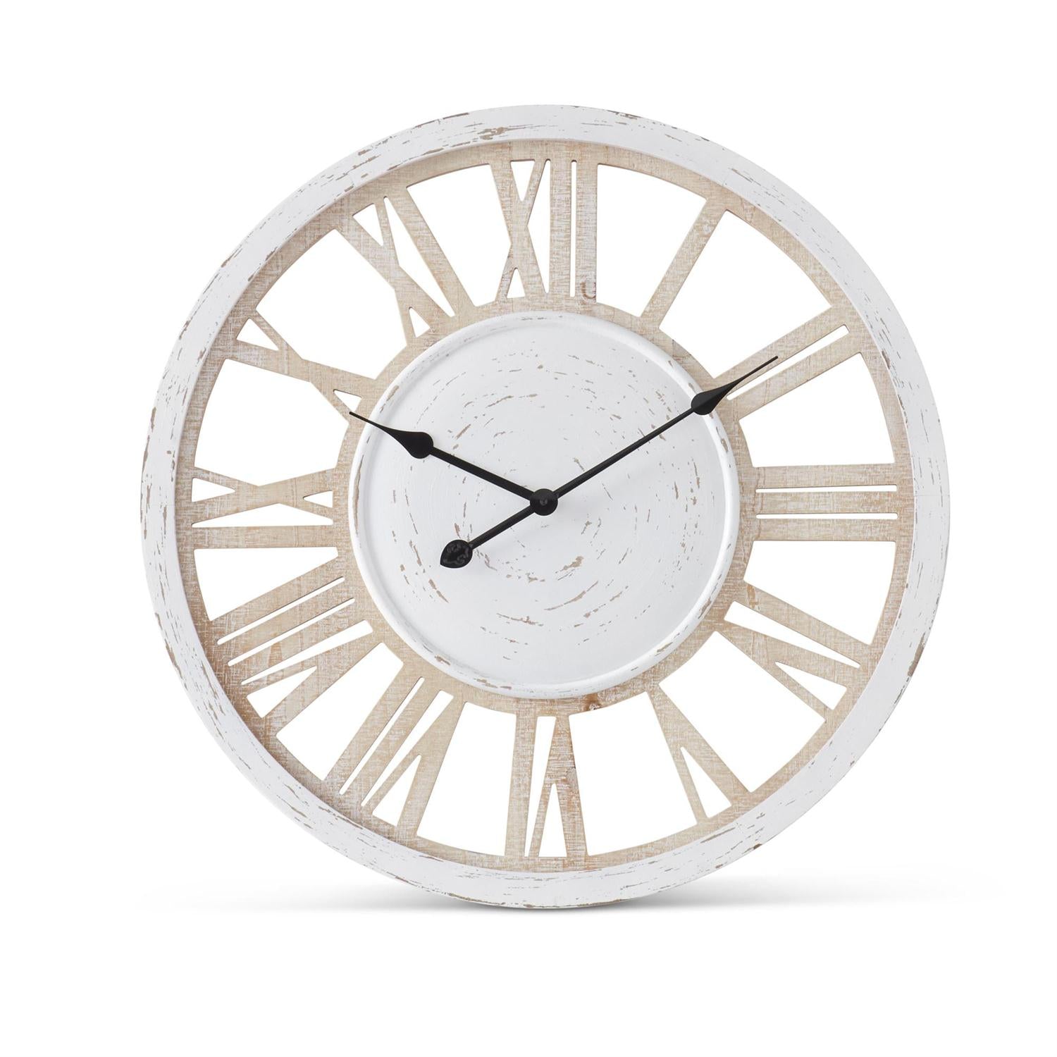 Clock White & Natural Wood 26.5"