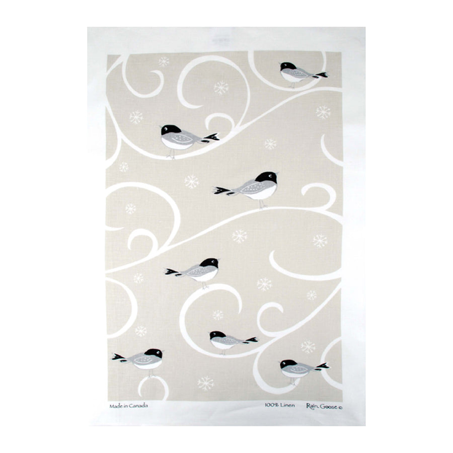 Raingoose | Chickadee Linen Tea Towel
