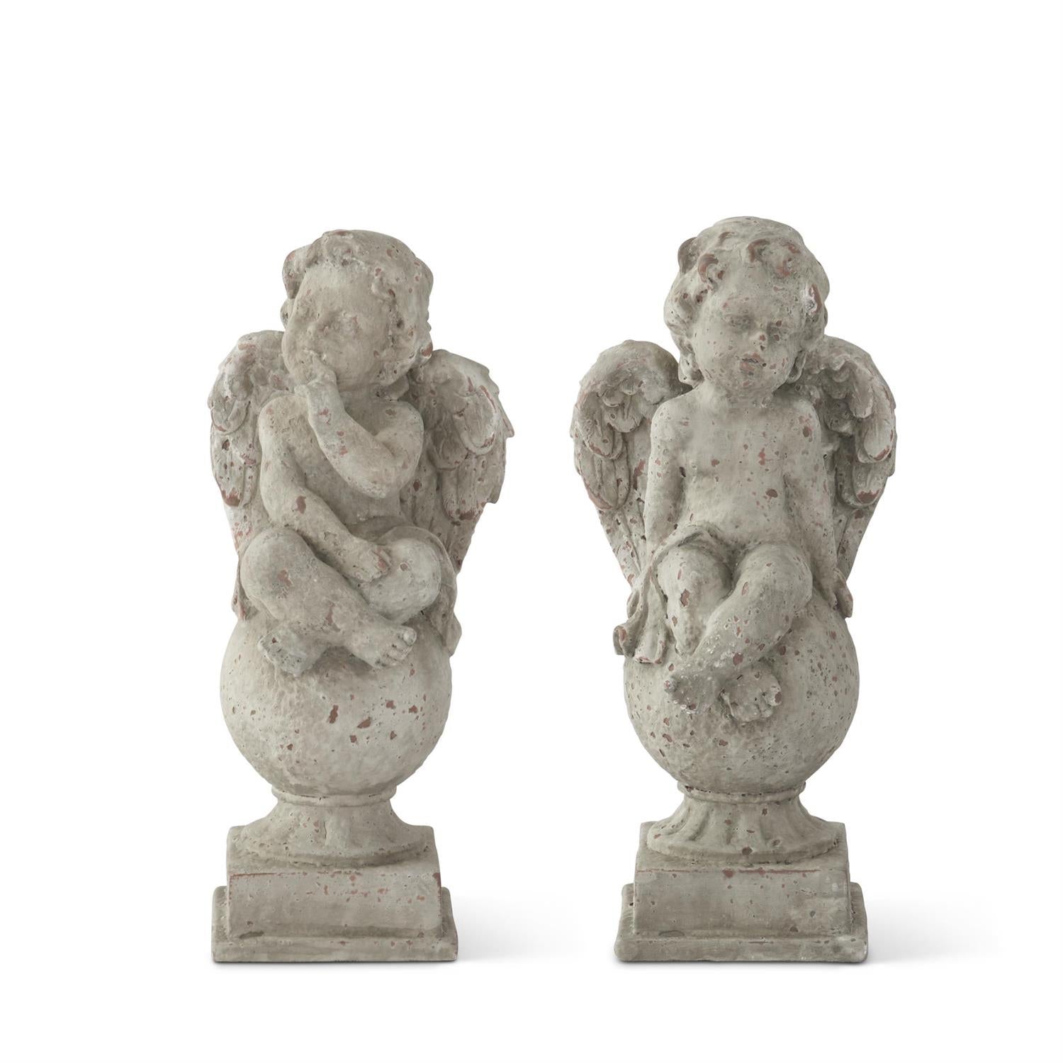 Resin Cherub Statues Weathered Gray Assorted