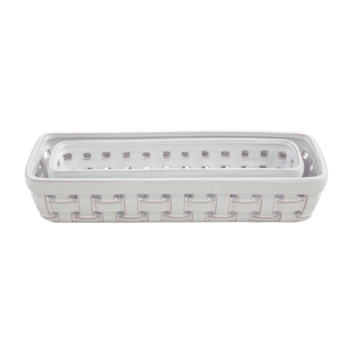 Nested Basket Weave Cracker Dish Set