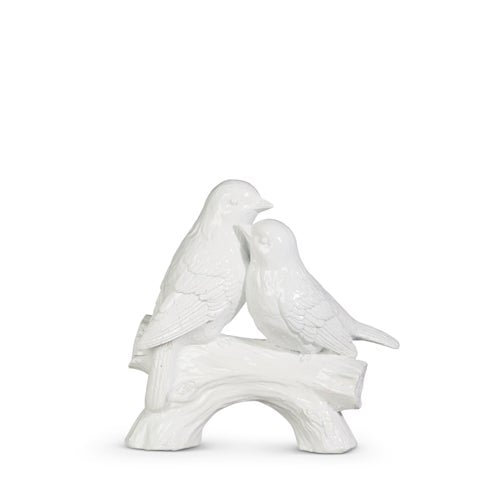 White Birds on Branch Decorative Figurine