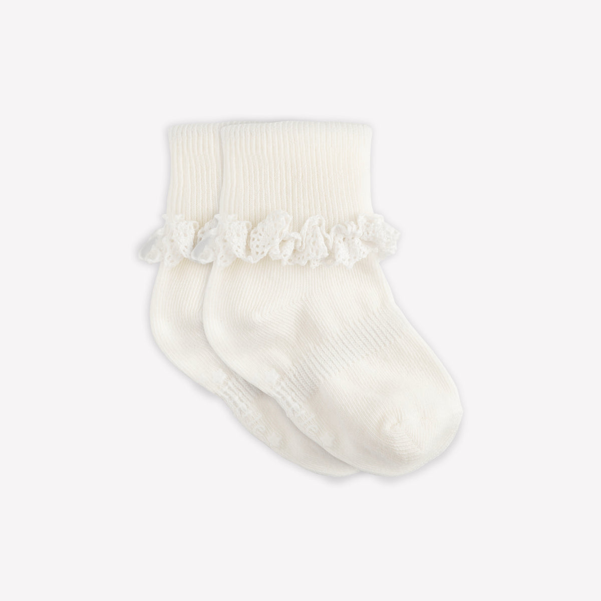 Baby Frilly Non-Slip Socks - White 6–12 Months
