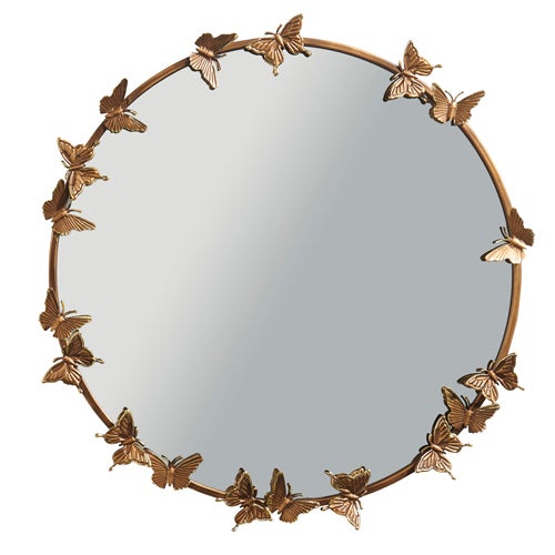Mirror Round Butterfly Gold 24 "ZR