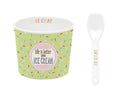 Ice Cream Dish with Spoon - Green