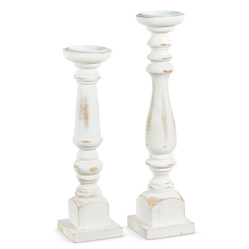 Candle Holder Distressed White