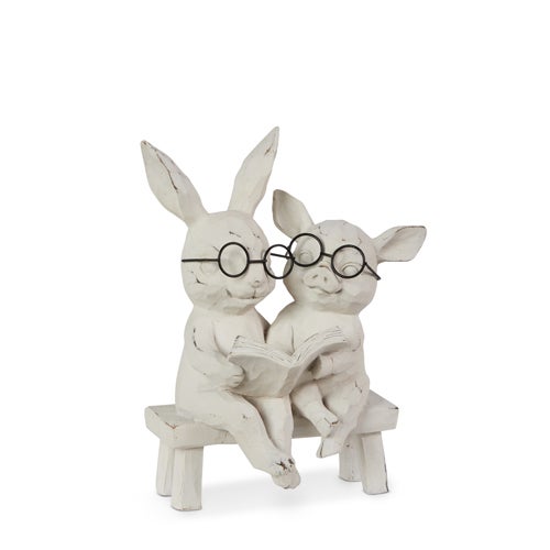 Reading Bunny & Pig on Bench 7 "