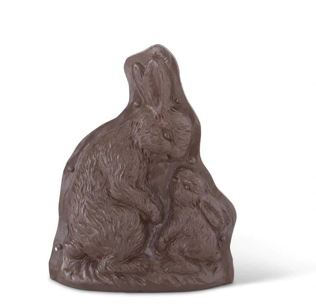 Chocolate Colored Mold Mother & Baby Bunnies 7.5 "