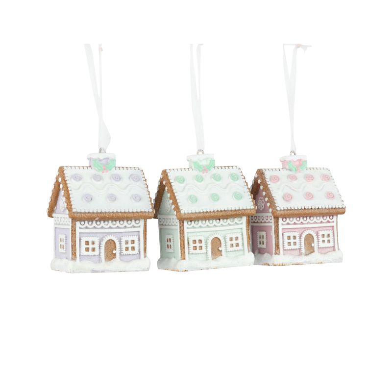 Pastel Gingerbread House Ornaments - Assorted