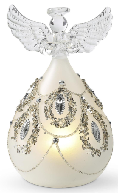 Angel 5" Mercury Glass Jeweled LED with Timer KK