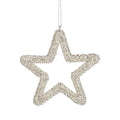 Silver & Clear Diamante Wrapped Glass Star Ornament 4"