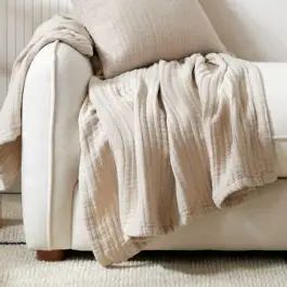 Linen Way | Hampton 100% Linen Throw - Almond 60 x 75"