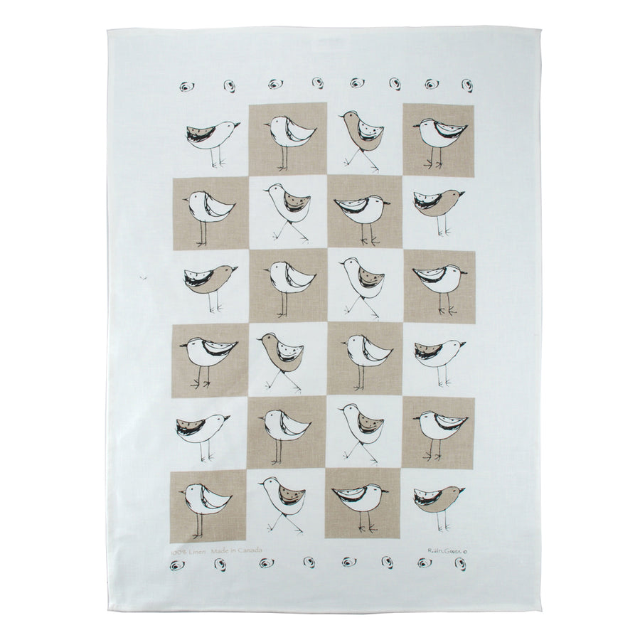 Raingoose | Taupe Bird Linen Tea Towel