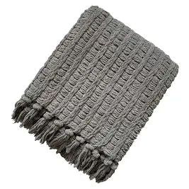 Chenille Basket Weave Throw Blanket - Charcoal