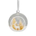 Clear Glass Globe Ornament with Deer Forest Scene 4"