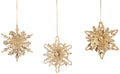 3D Glitter Metal Snowflake Ornaments 3" - Assorted