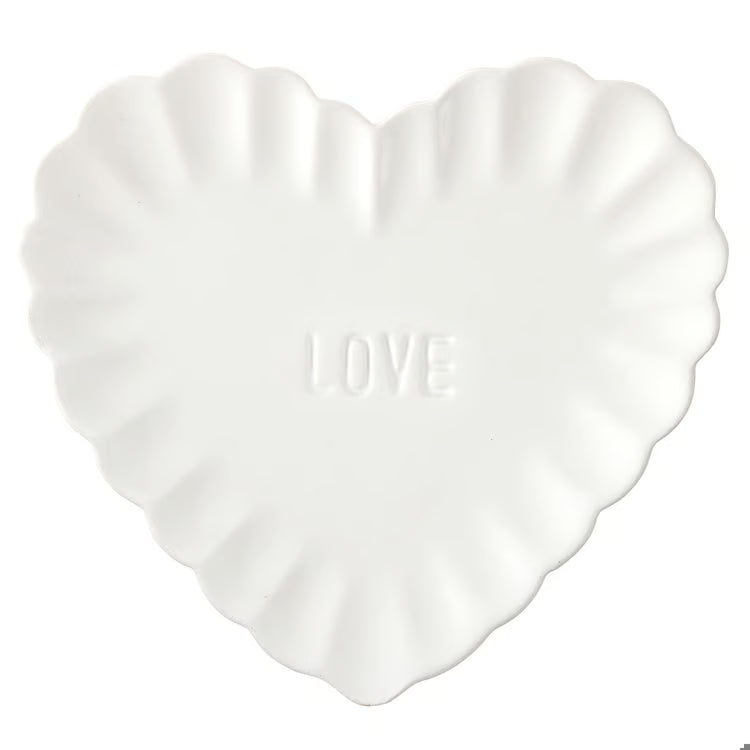 Ceramic Heart  Scalloped Dish Love