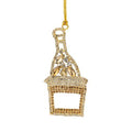 Gold Rhinestone Champagne Bottle in Ice Bucket Ornament 4"