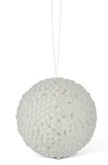 Ornament White & Clear Icy Round 4.75" KK