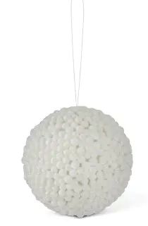 Ornament White & Clear Icy Round 4.75" KK