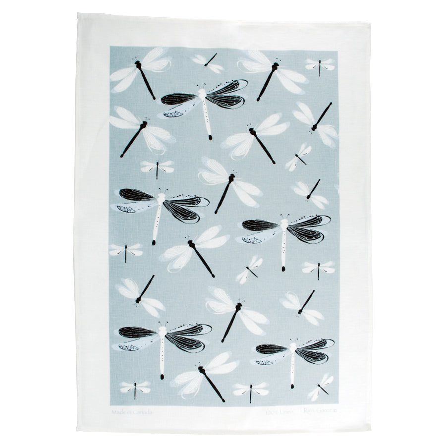Raingoose | Dragonfly Grey Linen Tea Towel