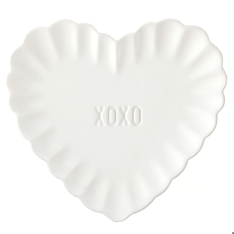 Ceramic Heart Dish White xoxo