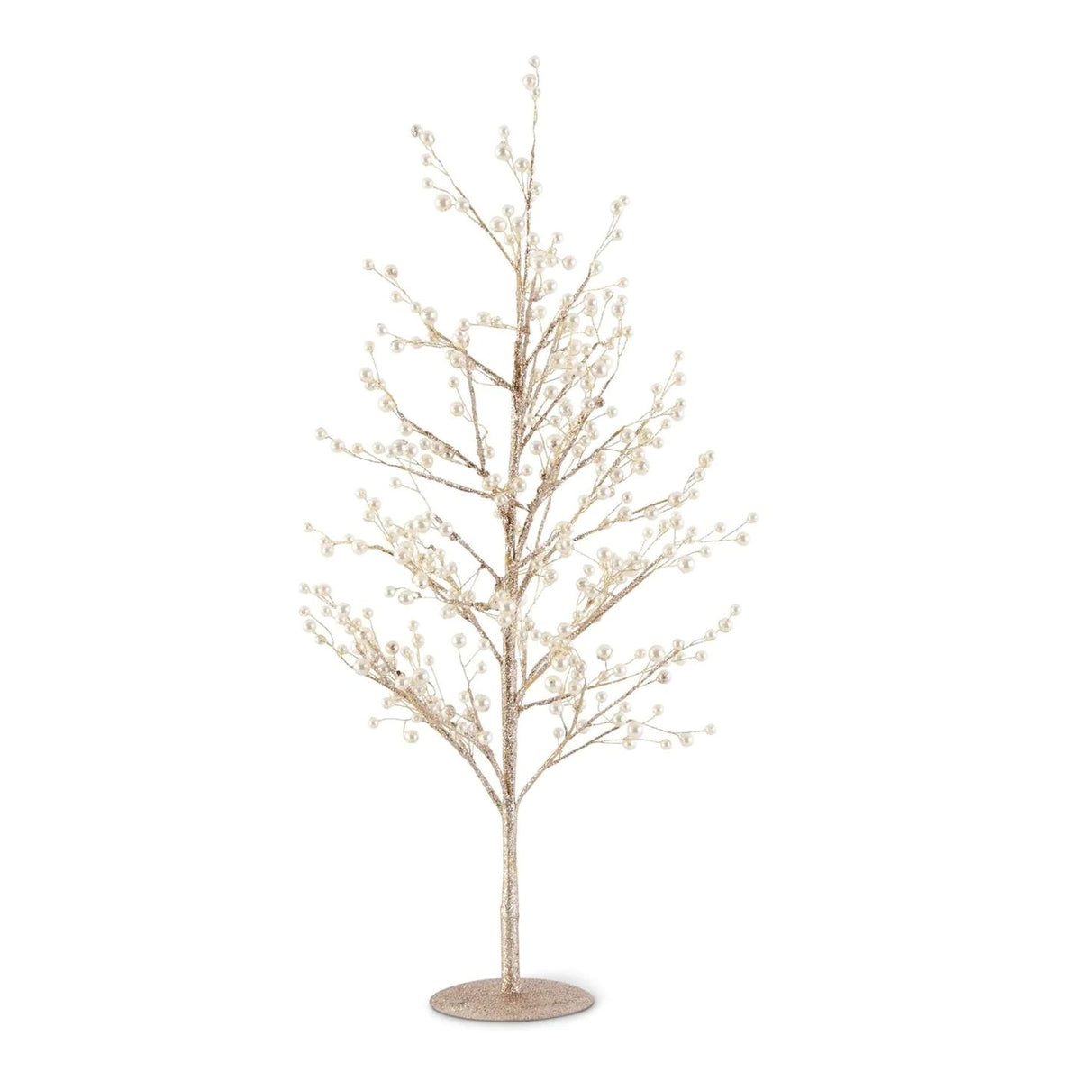 Gold Glitter Twig Tree with Pearls 33"