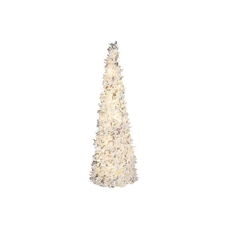 Option 2 | Iridescent Tinsel LED Tree – White & Silver 16"