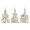 Glittered Led Silver Mercury Glass Houses KK