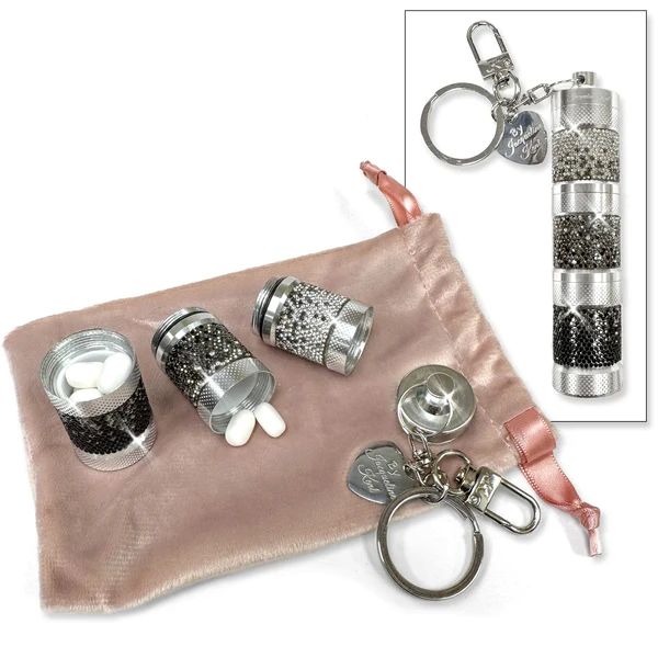 Jacqueline Kent Pill Container Crystal Black Ombre