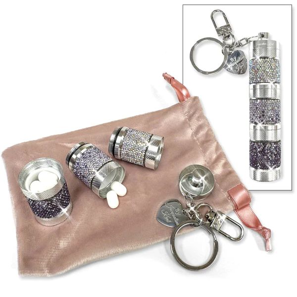 Jacqueline Kent Pill Container Crystal Purple Ombre