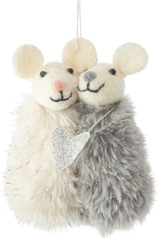 Two Mice Hugging with Heart Ornament