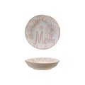Round Stoneware Dish Merry Christmas Pink White