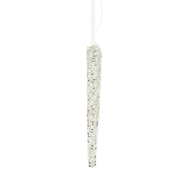 Silver Diamante Icicle Ornament 6"