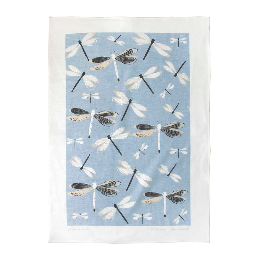 Raingoose | Dragonfly Blue Linen Tea Towel