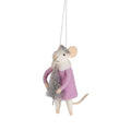 Felt Mouse Ornament in Pink Coat with Silver Tree