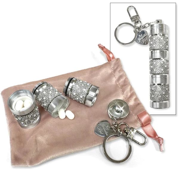 Jacqueline Kent Pill Container Crystal Silver Pearl