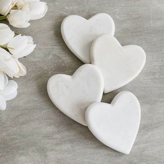 Marble Heart Coaster - Set of 4
