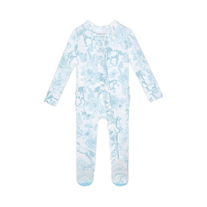 Posh Peanut | Charlotte Anne Ruffle Zipper Footie One Piece Size 3-6 Months