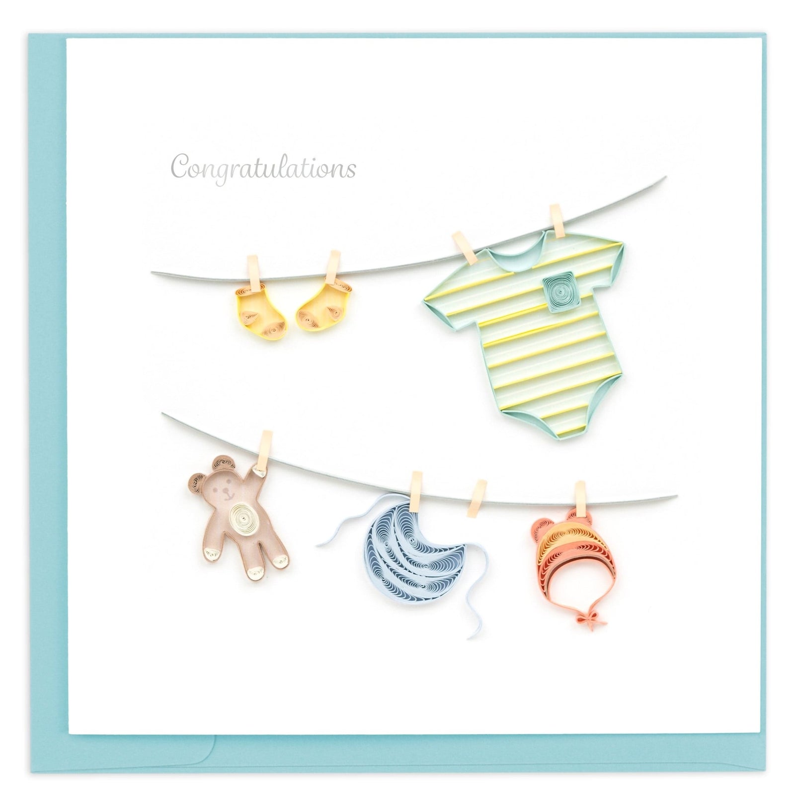 Quilling Card | Baby - Baby Clothesline