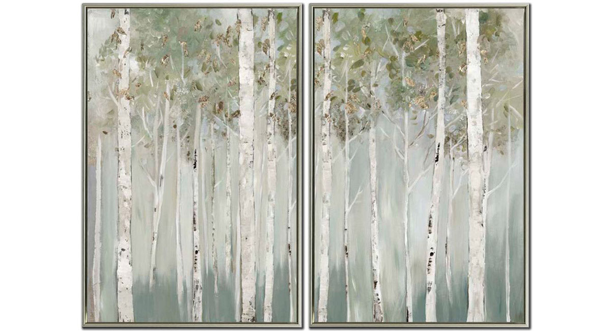 Whispering Green Birch Forest II Wall Art 30 x 45"