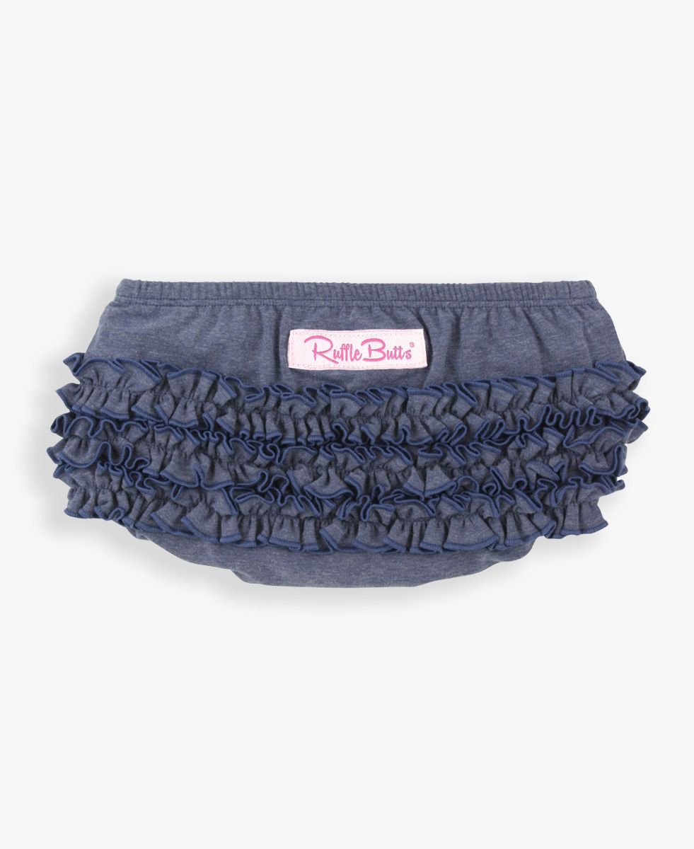 RuffleButts | Faux Denim Knit Ruffle Diaper Cover