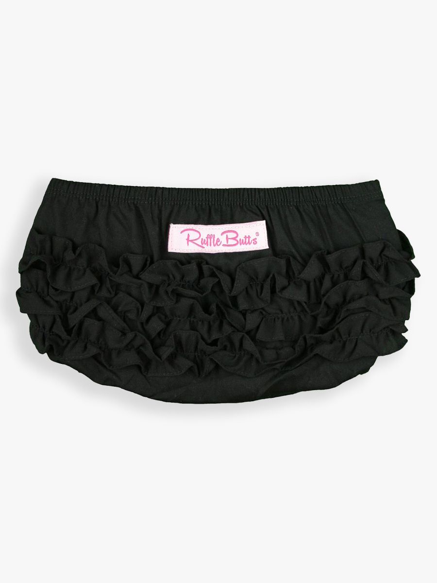 RuffleButts | Black Woven Ruffle Diaper Cover