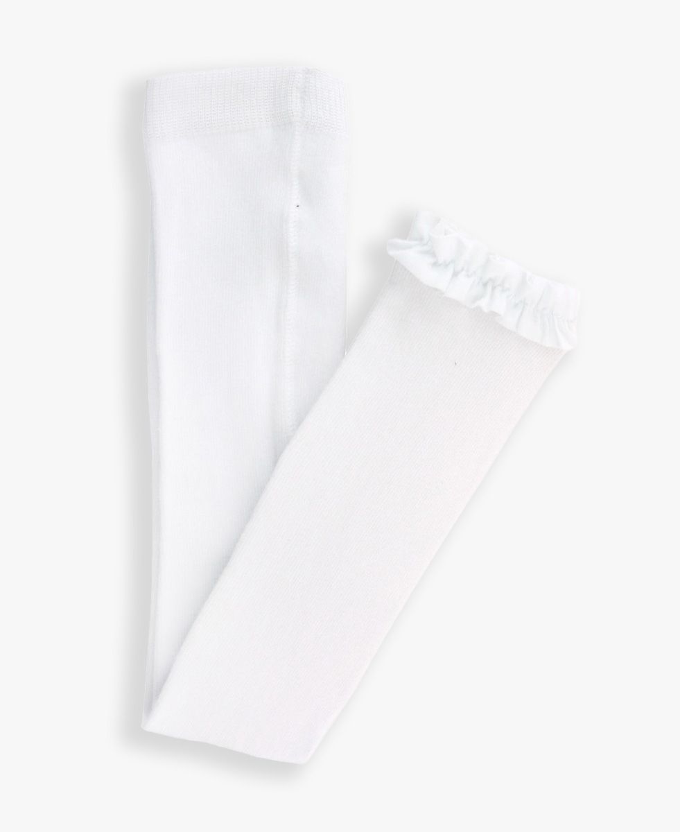 RuffleButts | Footless Ruffled Tights - White