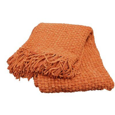 Chenille Basket Weave Throw Blanket - Rust